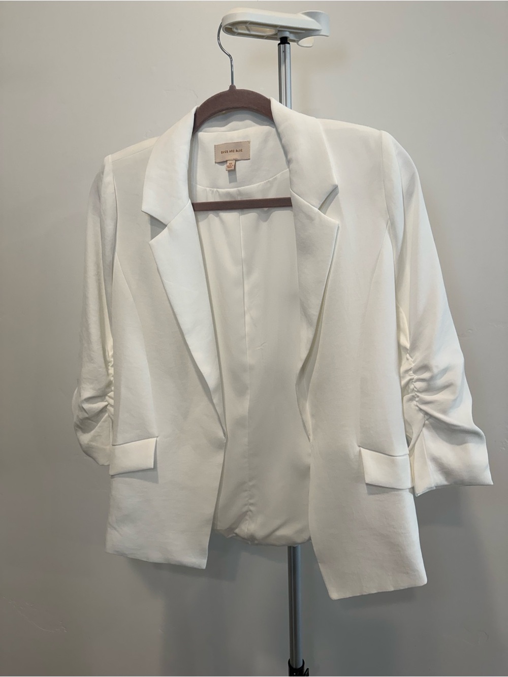 Nordstrom Cream Open-Front Blazer with Ruched Sleeves